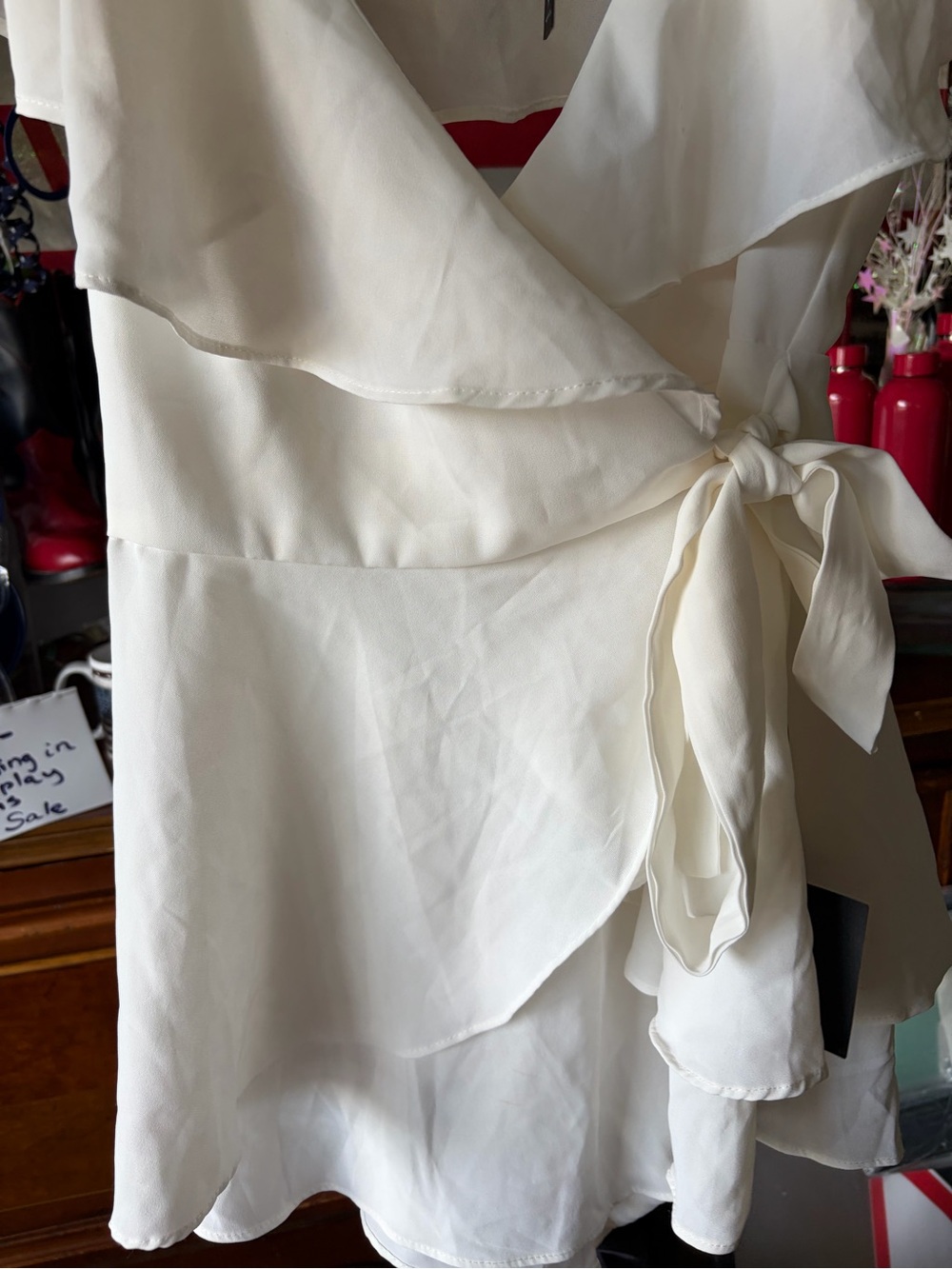 Lulu's Ivory Ruffle Wrap Backless Top - Picture 5 of 8